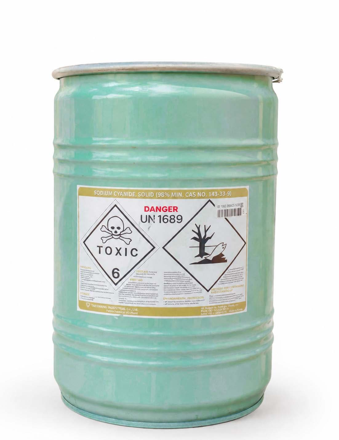 Sodium cyanide 50 kg bulk stock drum